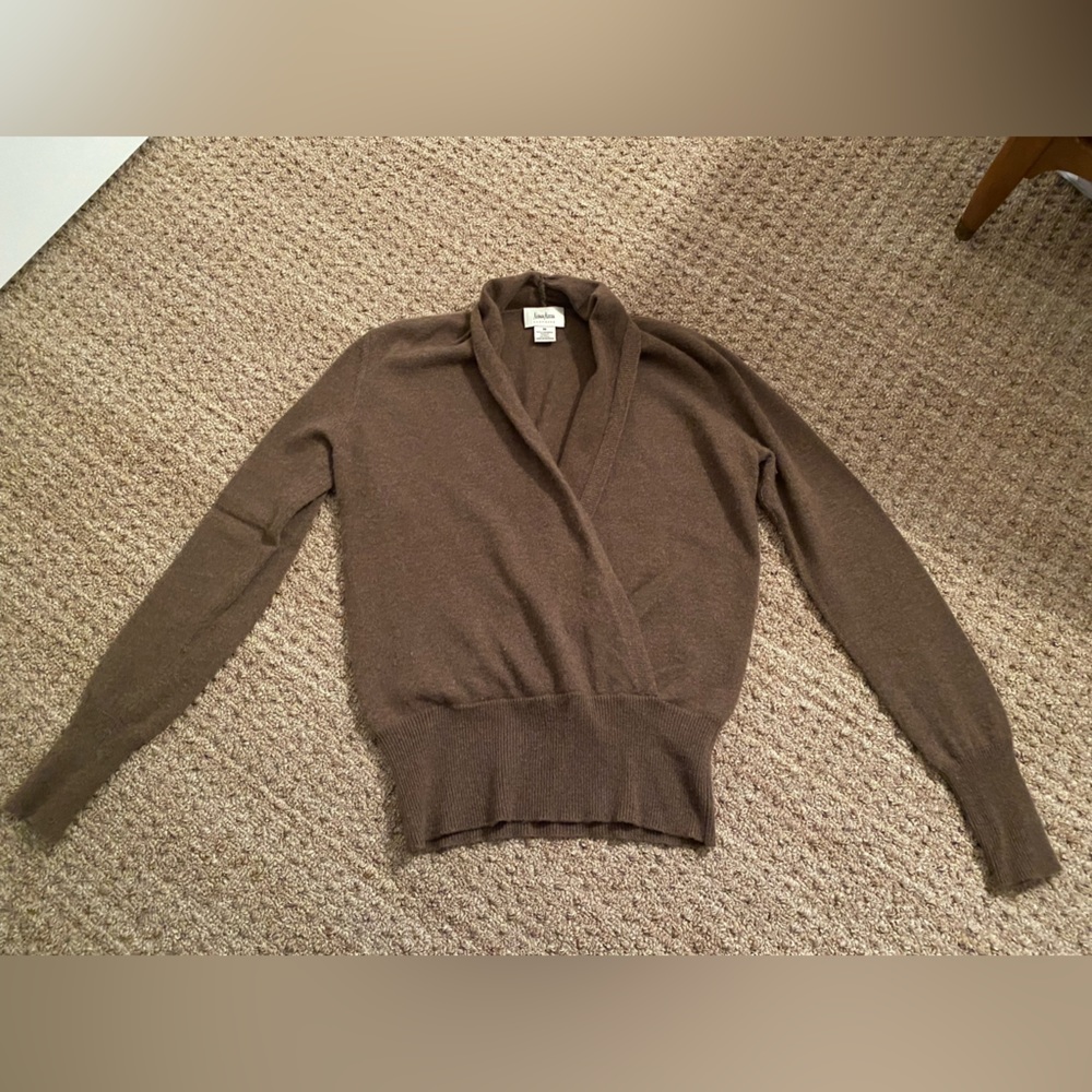 Neiman Marcus 100% Cashmere Faux Wrap Sweater